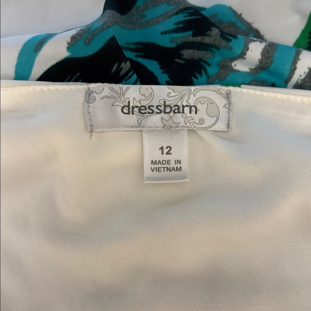 Dress Barn One-Shoulder Green and Blue Floral Dress size 12 - Picture 8 of 9